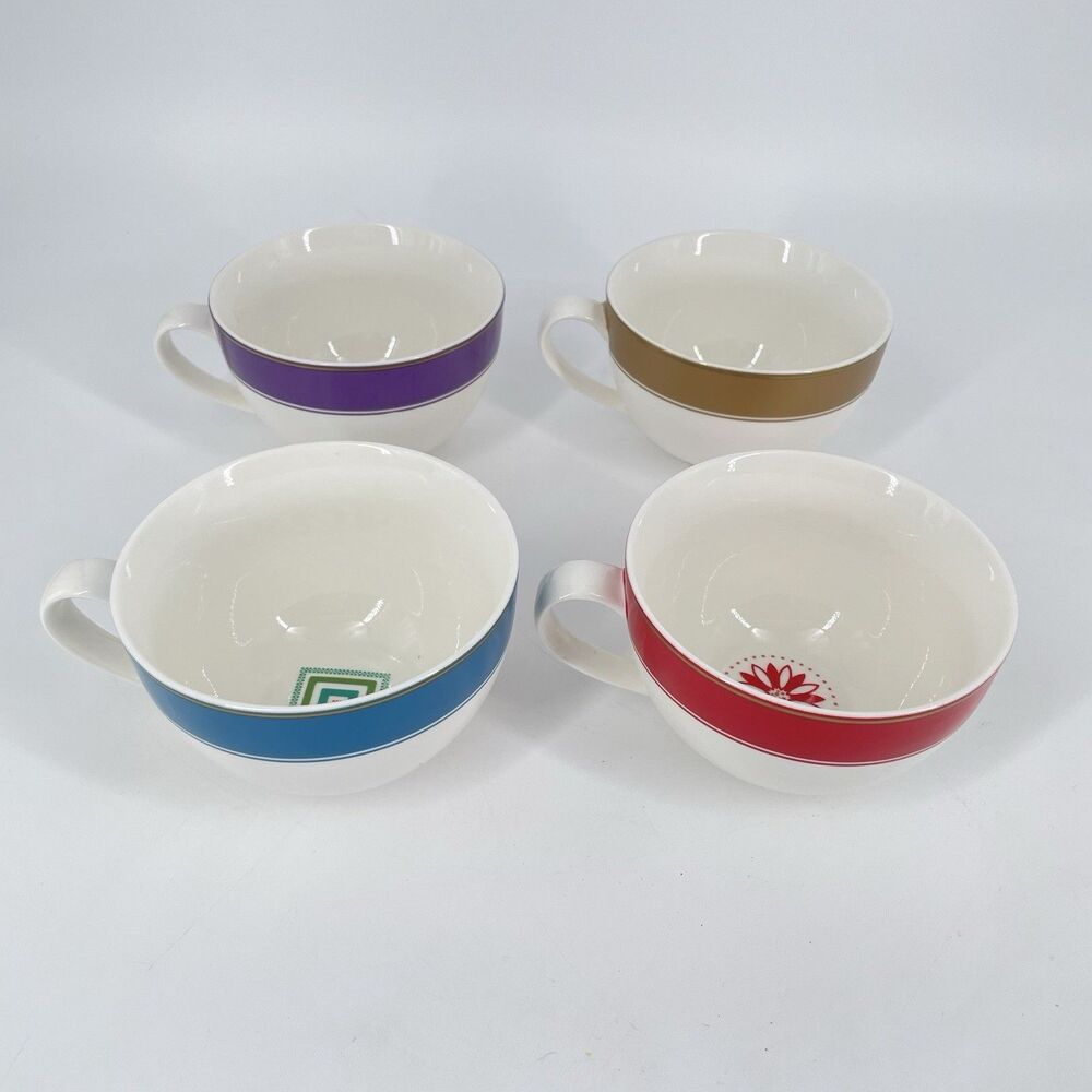 Starbucks Holiday 2006 12 oz Coffee Mugs Set of 4 Multicolor Christmas